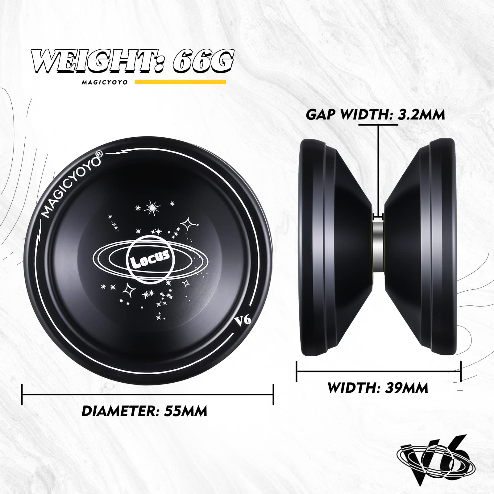 Pack of 2 Responsive YoYos - Plastic Yoyo K1 Blue &Alloy Yoyo V6 Black Dual Purpose (Unresponsive Bearing Kit), with 2 Yoyo Bags + 24 Strings and 1 Yo-Yo Glove Gift