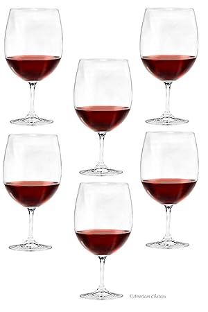 Set 6 Large Lead Free Czech Glass 16oz Red Wine Goblet Glasses