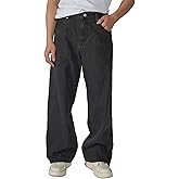 Plaid&Plain Men's Hip Hop Baggy Jeans Casual Wide Leg Y2k Skateboard Vintage Denim Pants Streetwear