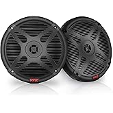 Pyle 6.5 Inch Bluetooth Marine Speakers - 2-way IP-X4 Waterproof and Weather Resistant Outdoor Audio Dual Stereo Sound System with 600 Watt Power and Low Profile Design - 1 Pair - PLMRBT65B (Black)