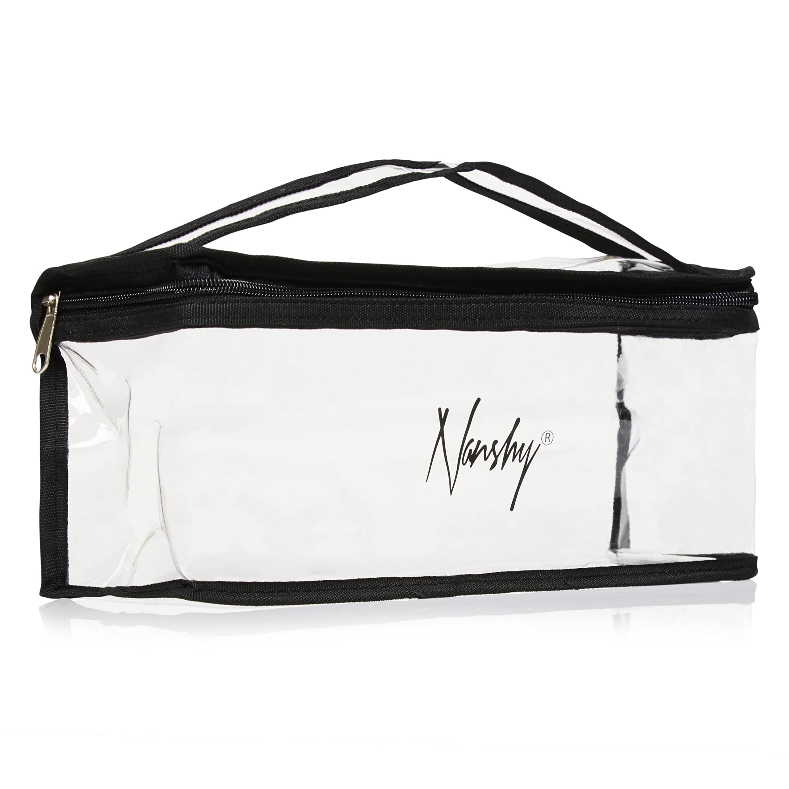 Nanshy Clear Travel Makeup Bag - See Through Travel Toiletry Bag - Clear Travel Toiletries Bag - Clear Makeup Bags (Transparent, Unisex for Men & Women)