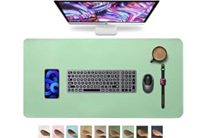HofferRuffer Desk Pad, Office Desk Protector Mat, Waterproof Desk Mat for Desktop, Dual Side Use Faux Leather Desk Pad for Keyboard and Mouse for Office and Home (LakeGreen, 31.5" x 15.8")