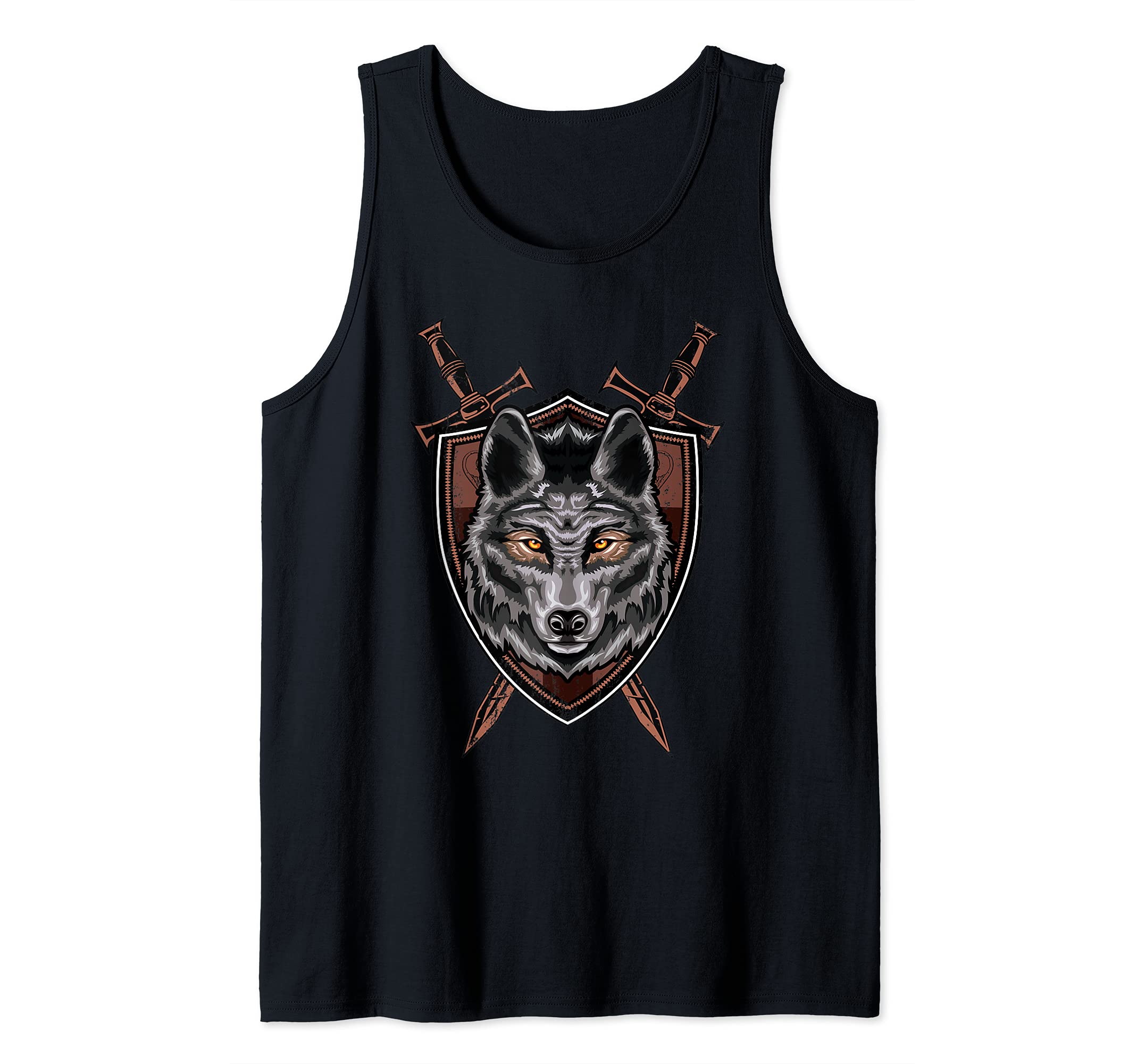 Wolf Sword Shield Renaissance Medieval Knight House Sigil Tank Top