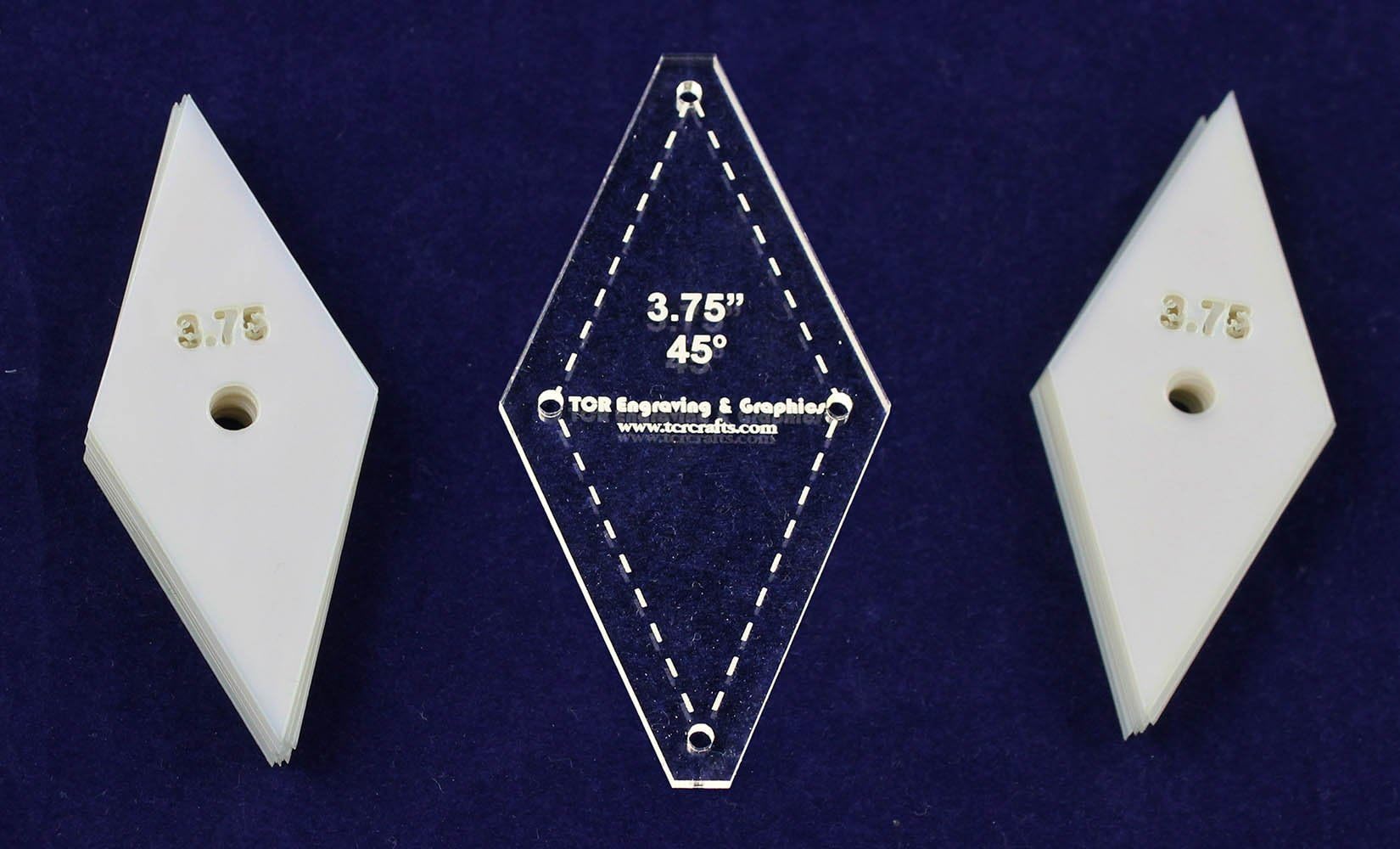 Mylar 3.75 Inch - 45 Degree Diamonds 51 Piece Set - Quilting/Sewing Templates