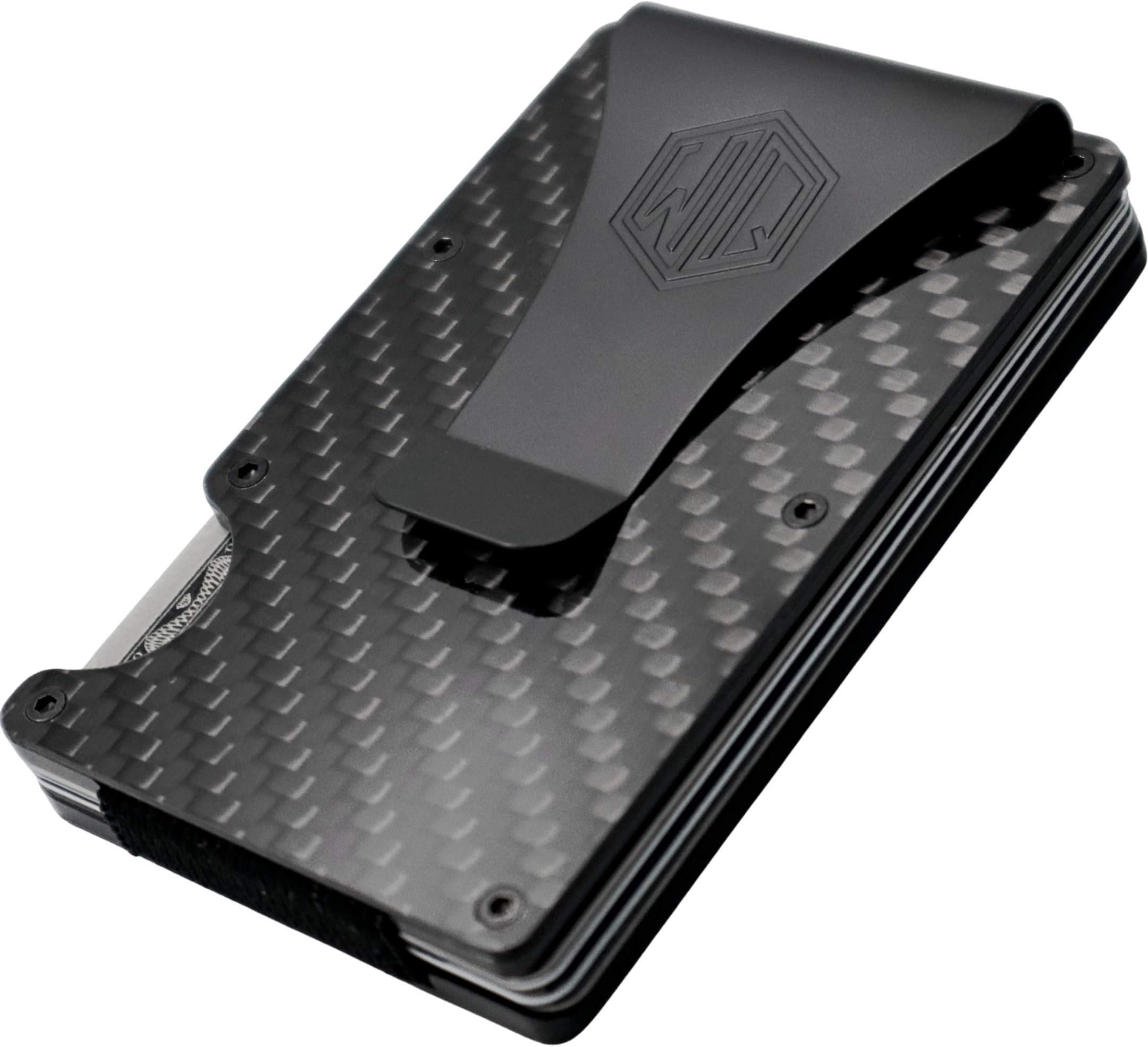 Carbon Fiber Money Clip Wallets for Men with RFID- Minimalist Slim CardHolder