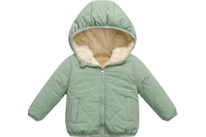 Toddler Boys Girls Fleece Lined Warm Coats Winter Hooded Down Jacket Quilted Padded Puffer Outwear 1-6Y