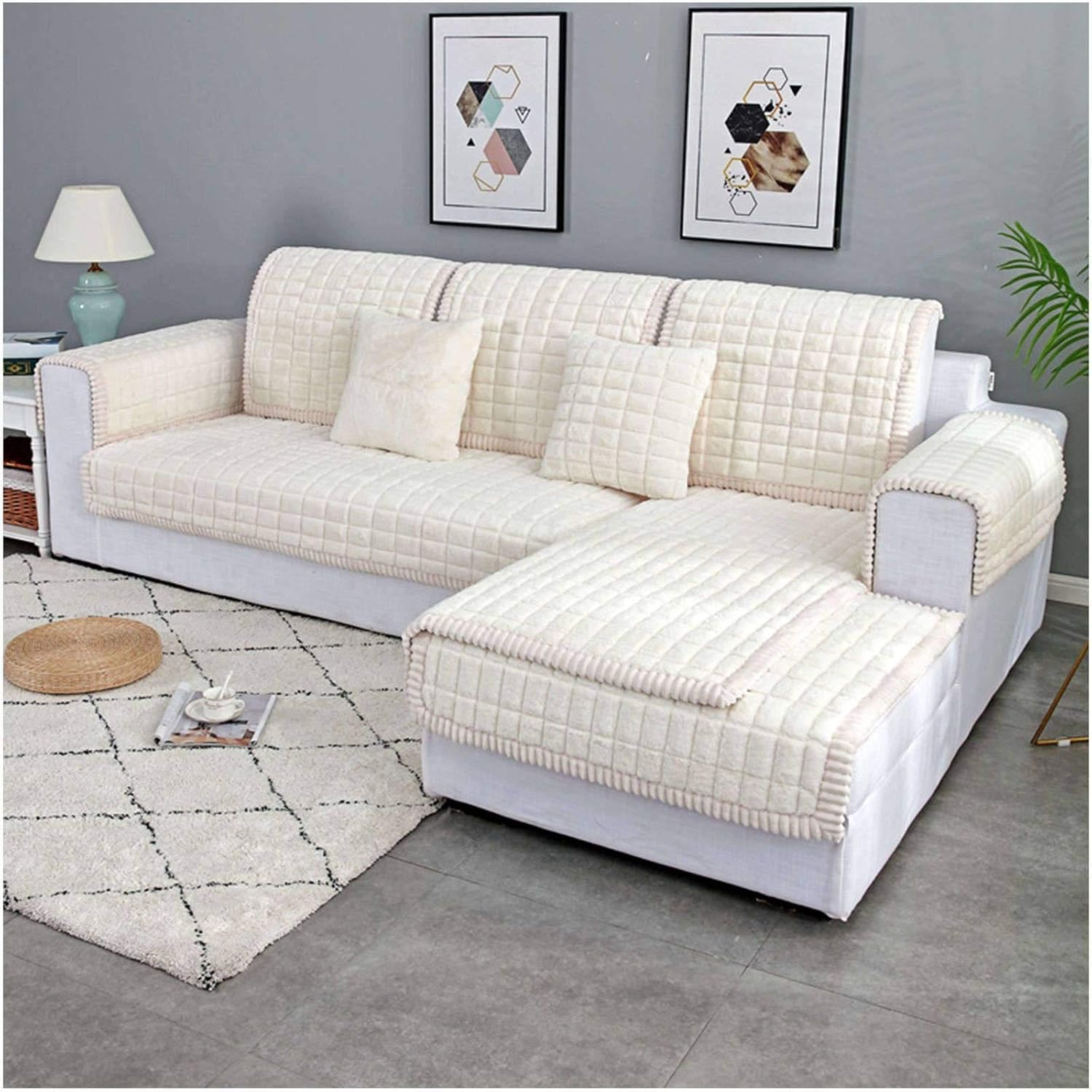 HUANXA Felpa Funda De Sofá para Sofá Rinconera, Invierno Funda para