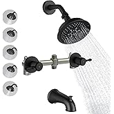 LUOGULIANG 2 Handles Shower Faucet Set with Tub Spout Matte Black Bathtub Shower Faucet Combo Set and Shower Trim Kit Wall Mounted Shower Faucets Sets Complet