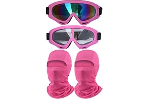 immoono 2Pcs Motorcycle Goggles with 2Pcs Balaclavas, Dirt Bike ATV Motocross Riding Racing Ski Goggle Safety Glasses