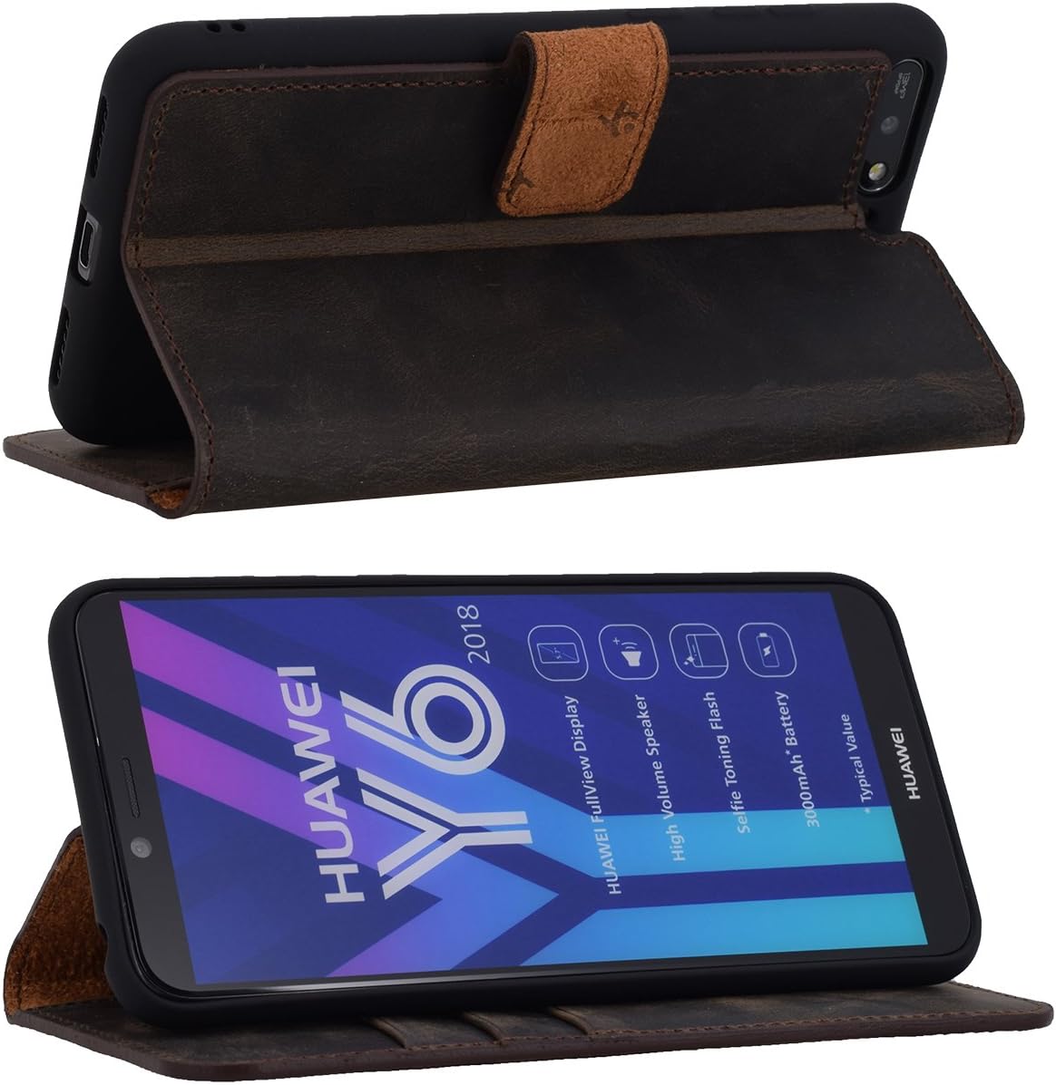 Suncase Book Style Compatible with Huawei Y6 (2018) Case (Slim Fit) Leather Mobile Phone Case Protective Case with Stand Function and Card Slot - Image 5