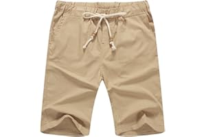 NITAGUT Men's Linen Casual Classic Fit Short Drawstring Summer Beach Shorts