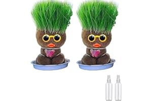 Grass Head Doll Plant with Trays & Spray Bottles, Growing Grass Head, Cat Grass Doll, Grass Head Growing Kit for Kids, Home G