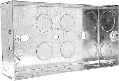 EVOGES Double Metal Back Box 35mm 2 Gang 1.0mm Brass Terminal BS4662
