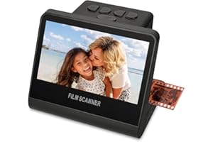 JERBIABY 24MP Film Scanner with 5 Inch LCD Screen, Digital Negatives Film and Digitizer Built-in 16GB Memory Converts B&W/135/110/126 KPK Negative and Super 8/Monochrome Slides into JPEG Photos Black