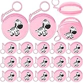Elecrainbow 15 Pack Zebra Mini Coin Purses with Keyring for Zebra Safari Jungle Themed Party,Goodie Bag Stuffer, Present for Friends, Creative Souvenirs,Birthday Party, Pink