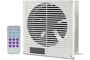 8" Room to Room Ventilation Fan with Remote, EC Motor Two-Way Airflow In-Wall Vent Fans, Quiet Reversible Through the Wall Ai