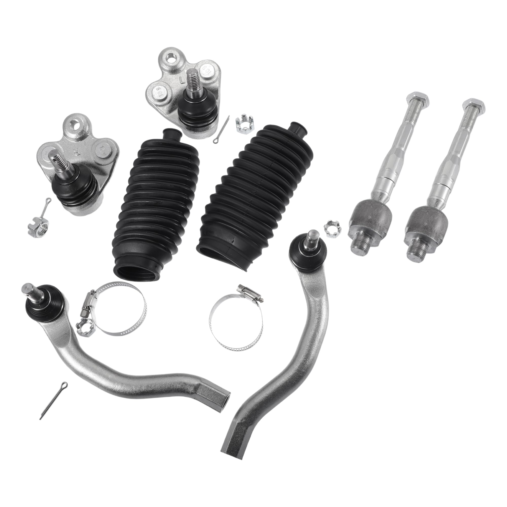 Photo 1 of X AUTOHAUX 8pcs Front Suspension Kit Inner Outer Tie Rod End Lower Ball Joint with Boot for Honda Civic 2006-2011 1.8L No.EV800246/ES800374/K500069