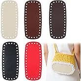 5 Pcs Crochet Basket Base DIY Tote Bag Making Kit 5 Colors Leather Crochet Accessories Crochets Purse Base Basket Bottoms for Crochets Bases Oval Purse Bottom with Holes for DIY Shoulder Tote Bag