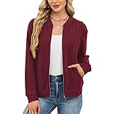 Viracy Women's Full Zip Up Cardigan Sweater Lightweight Casual Long Sleeve Jackets with Pockets