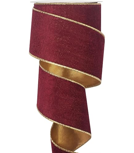Ruban Velours Bordeaux 5 M - Flocage Unilatéral Luxe - Pour Emballage Cadeau Noël, Décoration Fête - Largeur 25 Mm