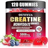 OUYIYUA Creatine Monohydrate Gummies 5000mg for Men & Women - Sugar Free Pre-Workout Supplement, Chewables for Muscle Strength, Muscle Builder, Energy Boost, Mixed Berry Flavor, 120 Count