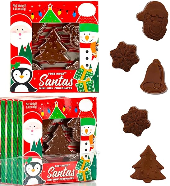FRUIDLES CHRISTMAS SANTAS MINI MILK CHOCOLATES SNACK, HOLIDAY TREATS, KOSHER CERTIFIED DAIRY, 1.41 OZ (4-PACK)