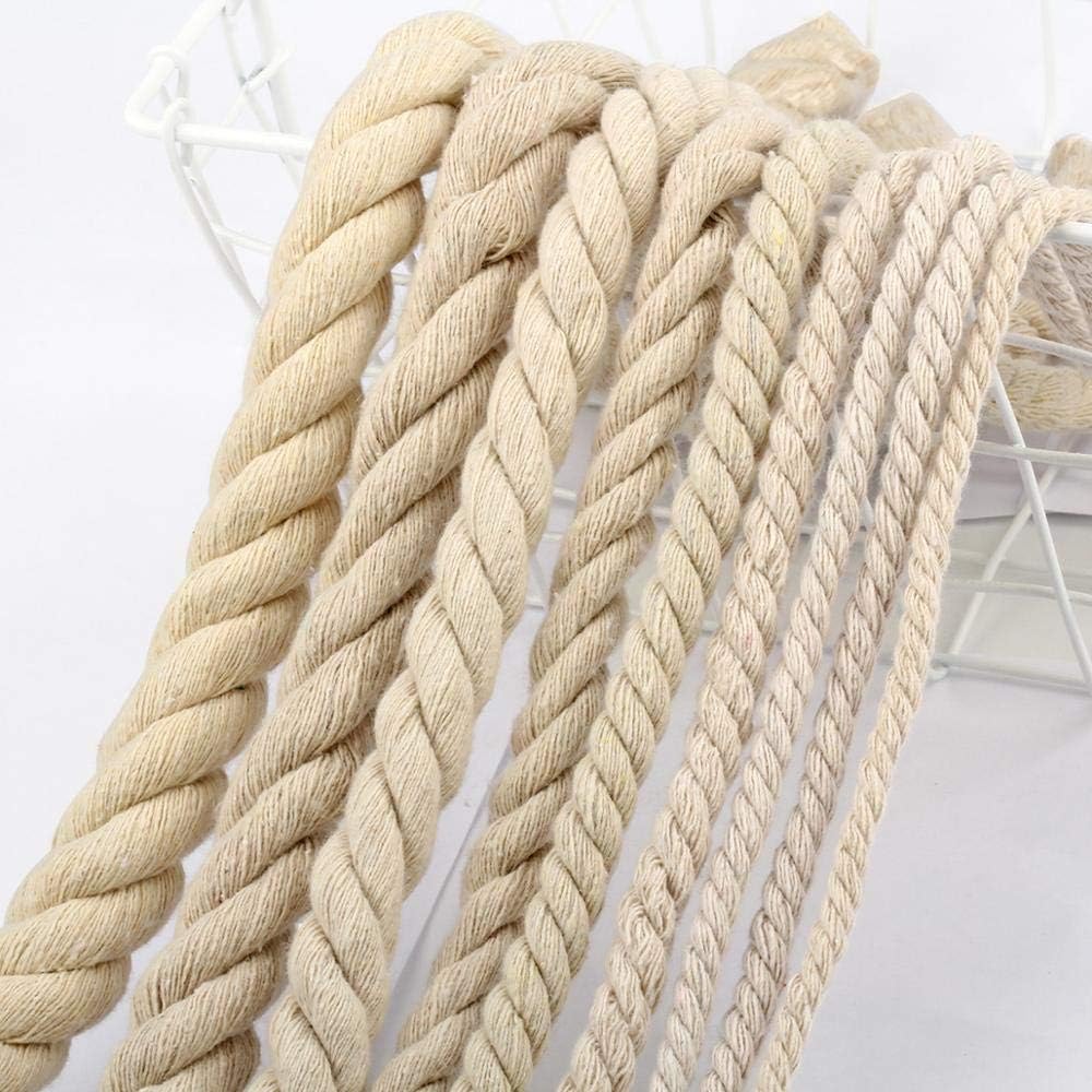 Yener Beige Cotton Three twisted Rope String Cord Twine Sash Craft Cotton Thick Cords For Handmade Decorative 1M,7mm