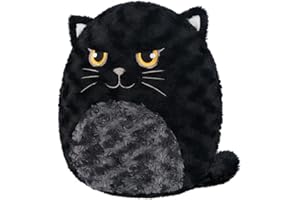 SuzziPals 14" Cute Black Cat Plush Pillows, Cute Cat Stuffed Animals for Squish & Collect, Soft Stuffed Cat Plushies for Cat Decor, Kawaii Plushies Birthday Cat Pillow Black Cat Gifts for Girls Boys