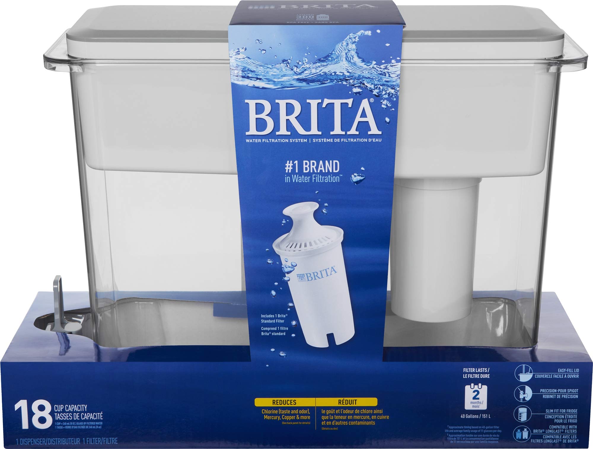 Brita 636178 FBA_35034 Water Dispenser and Filter, 18 Cup Ultramax, Grey