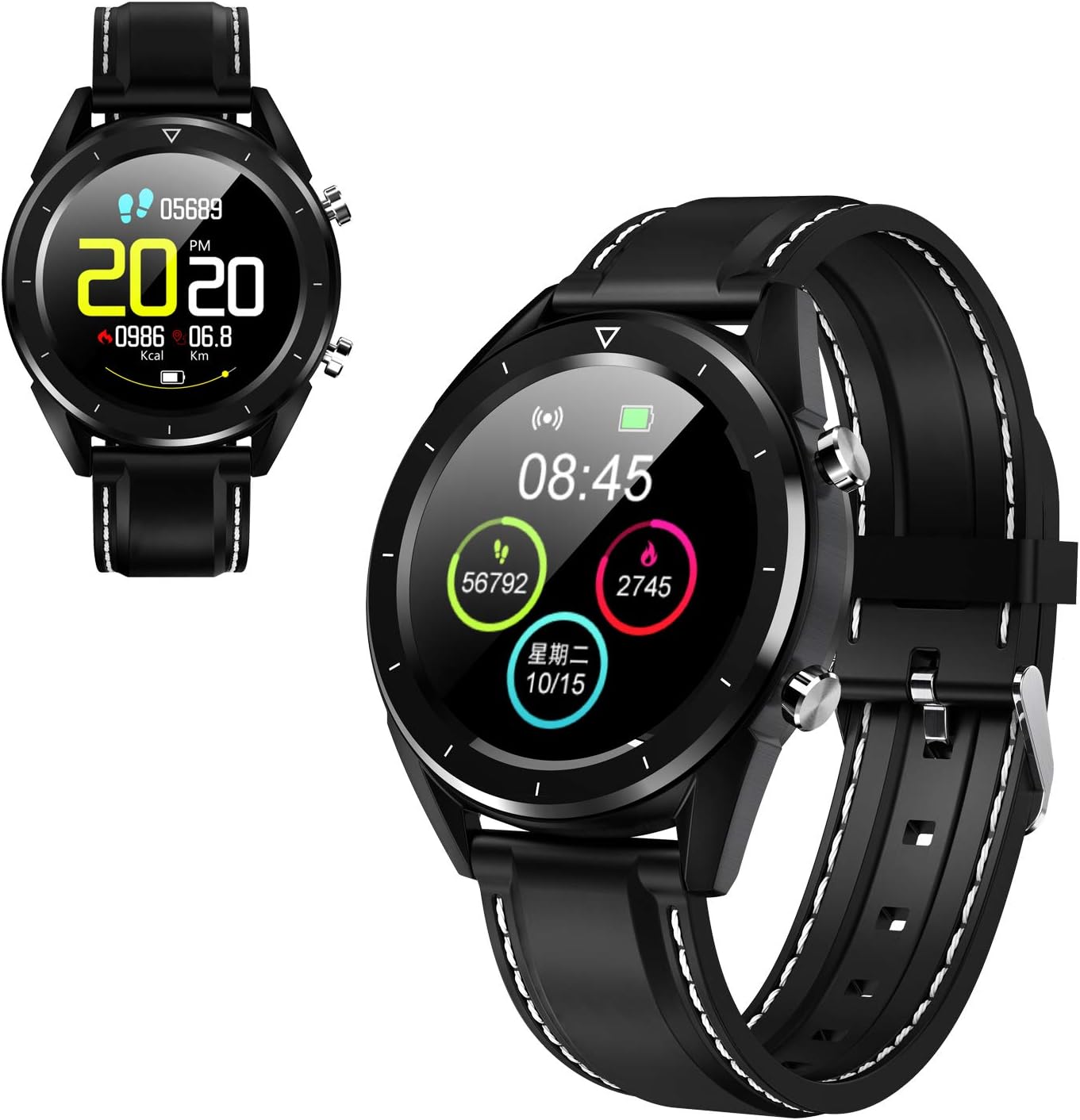 Multifunction Men's Smart Watch, Color Screen Blood Pressure Smartwatch Multi-Sport Mode Heart Rate Monitoring for iOS and Android, Fitness Tracker Watch