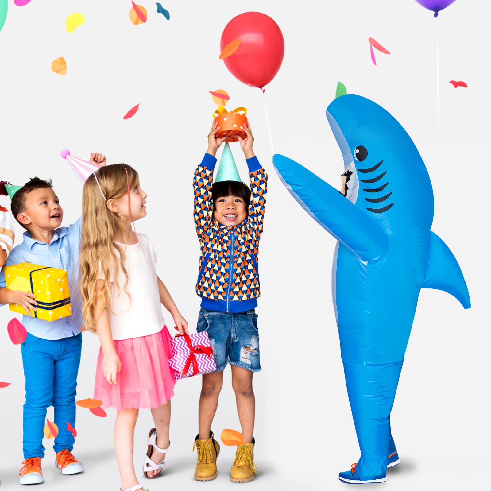 Stegosaurus Inflatable Shark Costume Kids, Halloween Shark Inflatable Costumes Funny Blow up Costume for Boys Girls