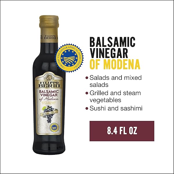 FILIPPO BERIO BALSAMIC VINEGAR OF MODENA 8.4 FL. OZ. GLASS BOTTLE, GLUTEN FREE, LACTOSE FREE, NON-GMO