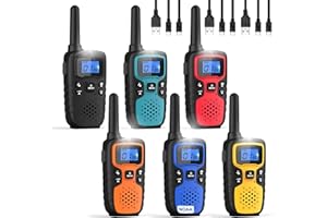 Wishouse Walkie Talkies for Kids Adults - Long Range Rechargeable 2 Way Radios,Gift,Hiking Accessories Camping Gear with Lamp,SOS Siren,NOAA Weather Alert,VOX,Easy to Use 6 Pack