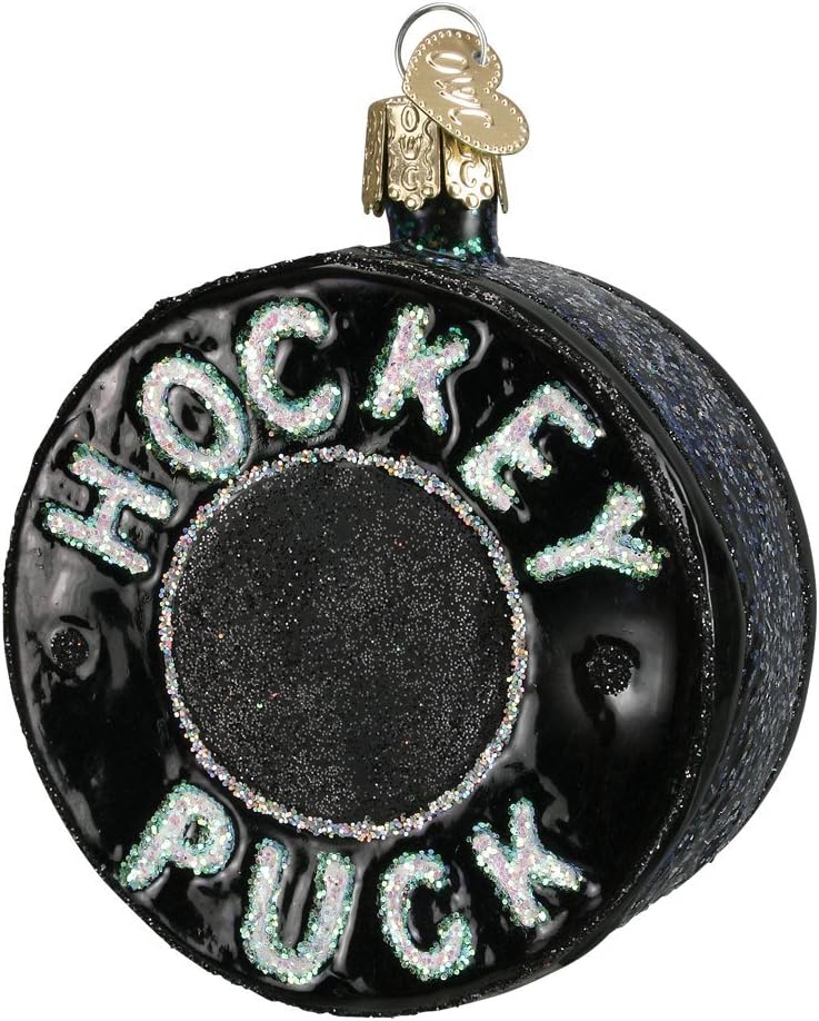 Ornaments - Old World Christmas 2020 Christmas Ornament Hockey Puck Glass Blown Ornament for Christmas Tree