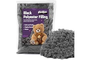 MORFEN 1.76Oz/50g Grey Black Polyfill Stuffing for Animal, Black Fiber Fill, Polyester Stuffing for Stuffed Animals, Heat Polyester Fiber Fill, Premium Poly Filling Stuffing for Crochet DIY Crafts