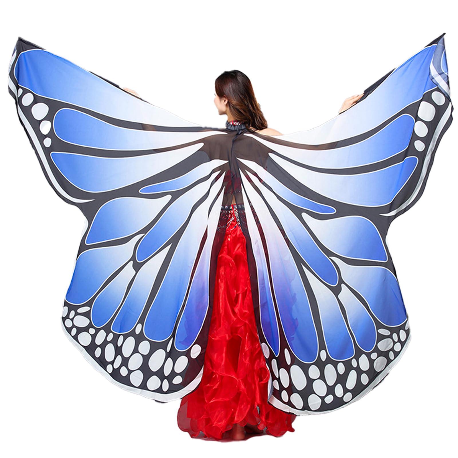 Baisdan Womens Butterfly Wings Halloween Butterfly Cloak Fairy Wing Cape for Carnival Christmas Halloween Party Cosplay Dancing Blue & White