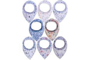 Maiwa Cotton Bandana Drool Bibs for Baby Girl Boys for Drooling and Teething for 8 Pack