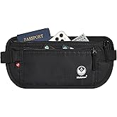 Travel Money Belt - Slim Passport Holder Secure Hidden Travel Pouch with RFID Blocking, Travel Wallet Fanny Pack Belt Bag - Black