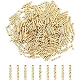 DICOSMETIC 300pcs 10mm Gold Plated Brass Twisted Tube Seed Beads - Long Tube Spacers for Jewelry Making, Hole: 1mm
