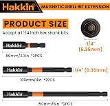 Hakkin Magnetic Bit Holder Set 6Pcs 1/4 Inch Hex Shank S2 Steel Extension view 2
