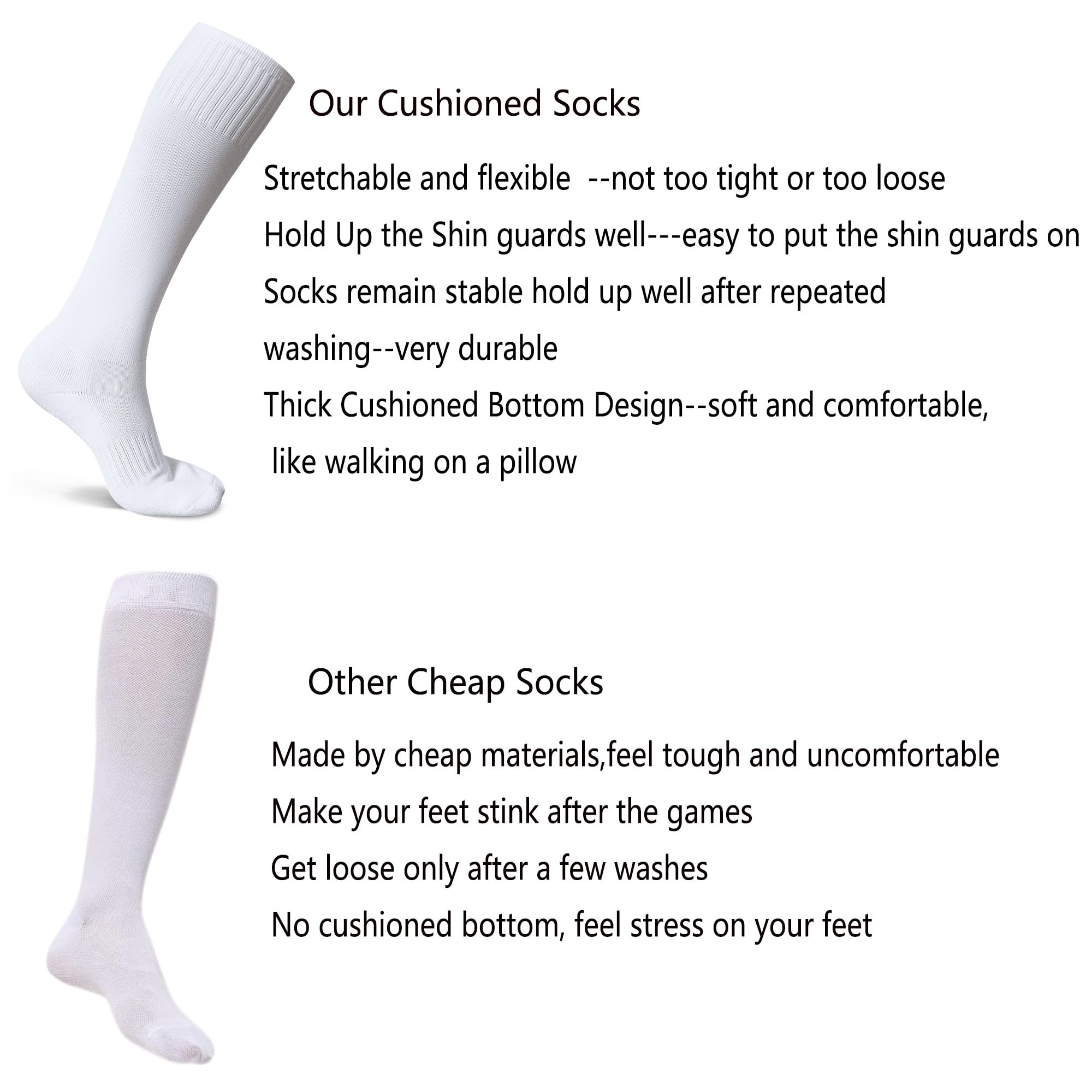 Raigoo Soccer Softball Baseball Football Socks for Youth Kids Boys and Girls Ages 4 to 16 Knee High Sport Athletic Socks