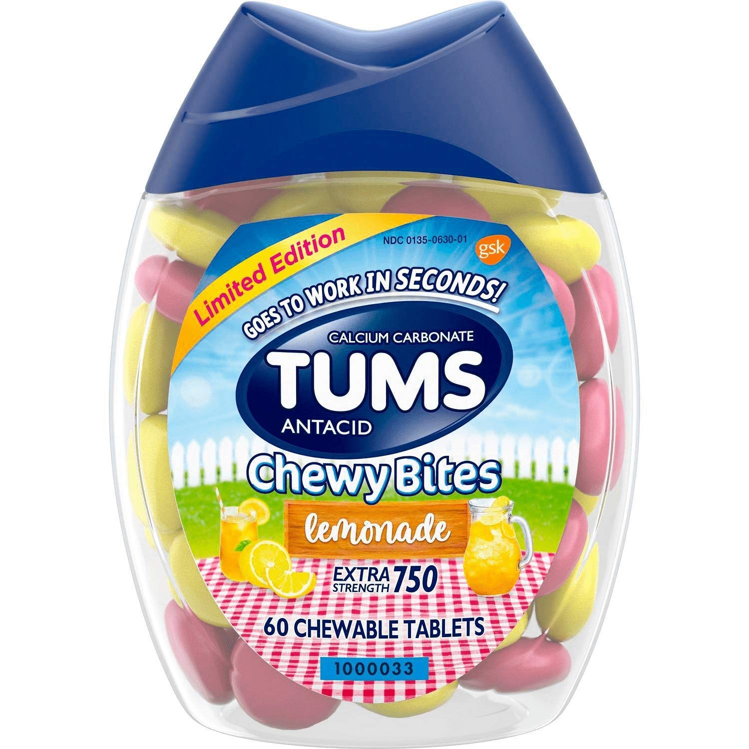 New Tums Chewy Bites Lemonade Extra Strength Antacid 60 Chewable