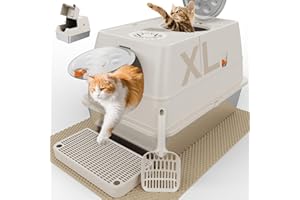 Stainless Steel Litter Box with Lid, XL Extra Large Litter Box, Enclosed Top Entry Metal Litterbox for Big Cats, Easy Cleanin