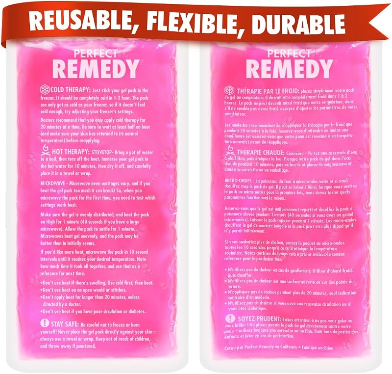 Perfect Remedy Gel Ice Pack 2Pk Reusable Hot Cold Compress Pink Reg