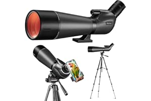 Nexiview 25-75x80 HD Spotting Scope with 64in Tripod and Upgraded Phone Adapter, Clear Image with BAK4 Prism Spotting Scopes for Target Shooting, Bird Watching, Hunting, Wildlife Viewing（Black）