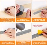 Flintronic Bath Sealant Strip 4.5m Self Adhesive Caulk Tape Grey 20mm Wide view 6