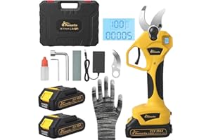 Electric Pruning Shears-21V 2Ah Rechargeable Batteries 2-Pack with Charger Heavy Duty Gardening Tool with 30mm (1.2 Inch) Cut