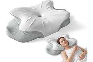 RUMMY Memory Foam Neck Pillow Ergonomic Cervical Support for Sleeping Pillow with Breathable Washable Pillowcase for Back and