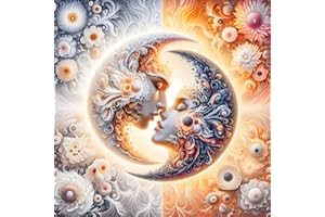 cdjlddww Moon Diamond Painting Kits for Adults, Flowers Diamond Painting Kits for Adults Beginners, DIY Full Round Drill Diamond Dots with Gem Arts for Home Wall Decor Holiday Present 14X14Inch