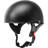 GMAX HH-65 Naked Motorcycle Street Half Helmet (Matte Black, Large)